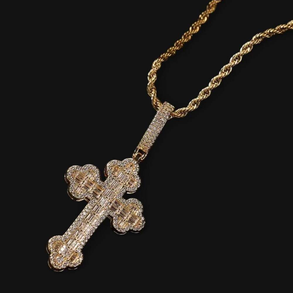 Gold Cross Necklace With Rope A 41 F